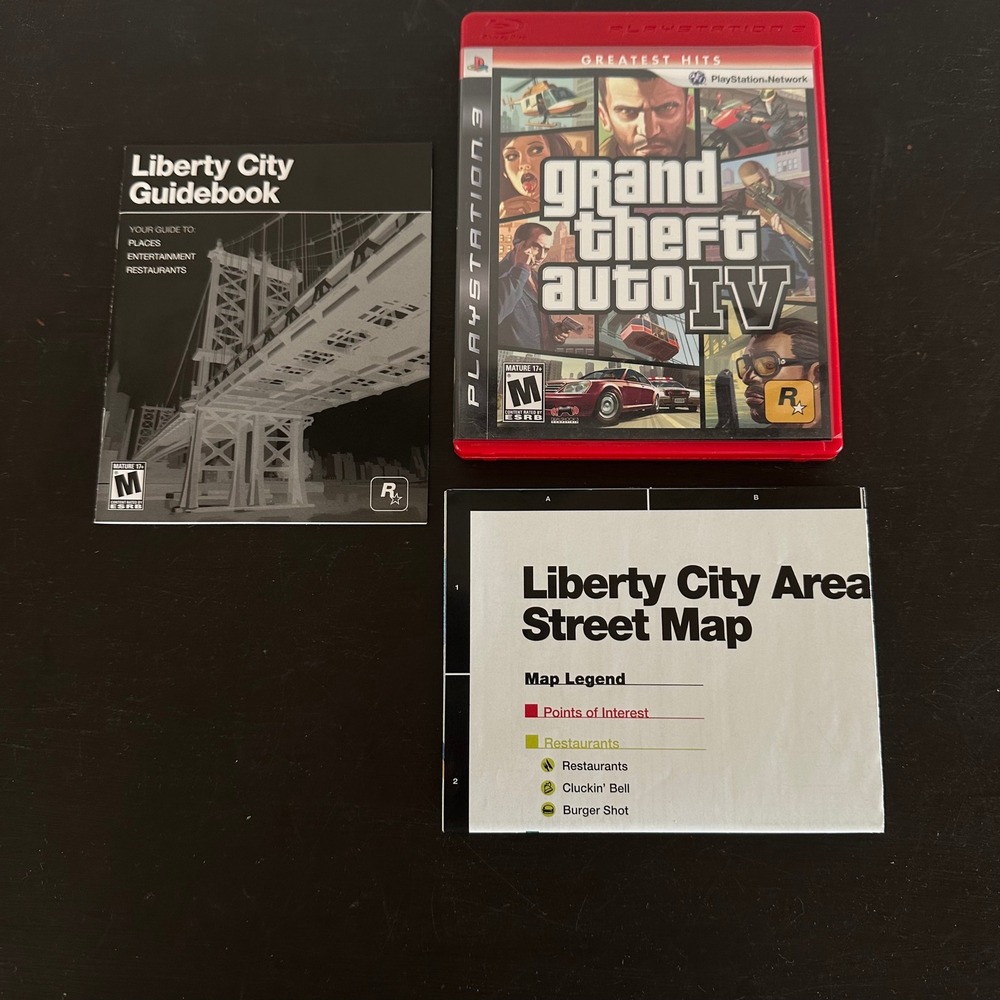 Grand Theft Auto IV GTA 4 PS3 PlayStation 3 Greatest Hits Red Case Map Manual